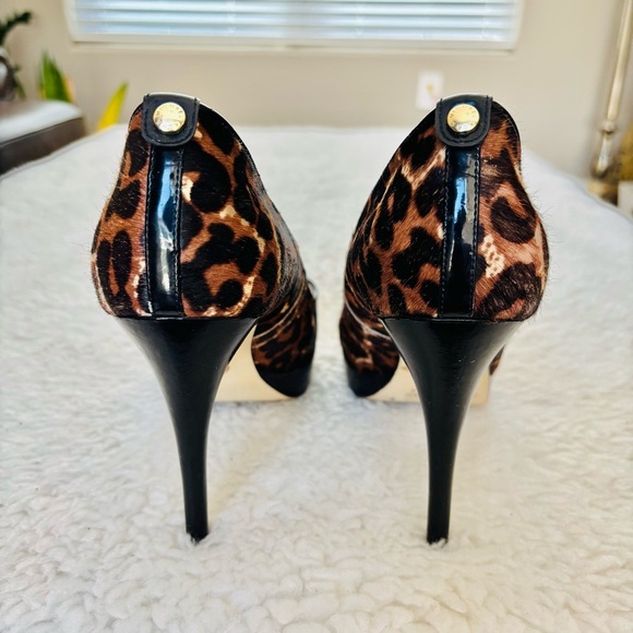 Michael Kors Dye Composed Cow Hair Calf Leather Platform High Heels Shoes Sz 8 M - Picture 5 of 12